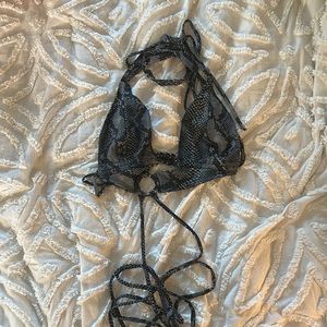 Snake-print crop top